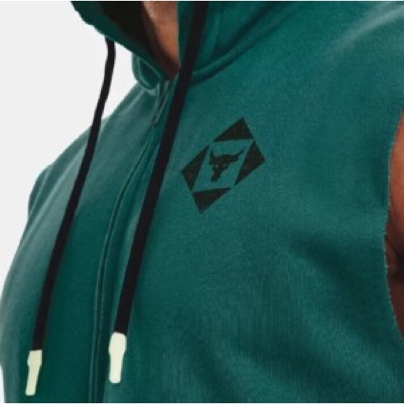 Under Armour Project Rock Sleeveless Full-Zip Hoodie in Coastal Teal (Green) XXL - Picture 12 of 13